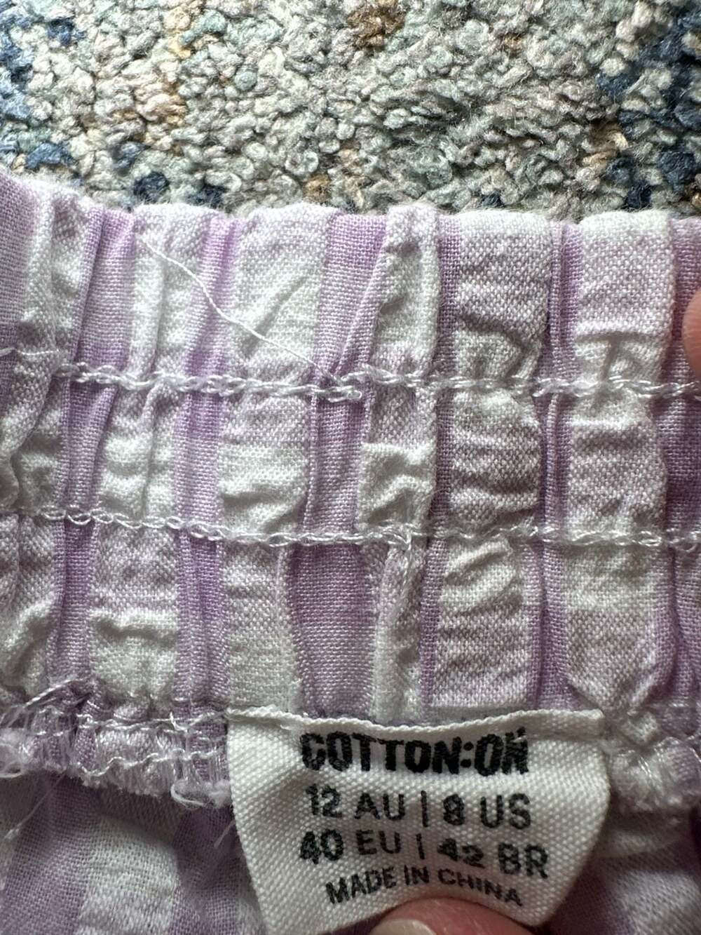 Cotton On Seersucker Gingham Pull On Lounge Shorts Purple US 8 - Picture 4 of 4